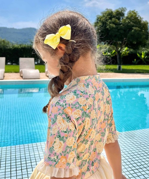 OSYAREVO 水着 キッズ フラワープリント チュール ワンピース 子供