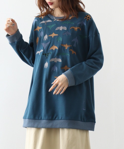 Emago チュニック EMAGO 鳥と鳥かご刺繍チュニック : ZOZOTOWN