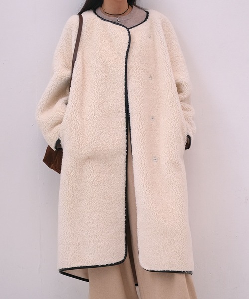 akte ロングボアコート AKTE（アクテ） ノーカラーコート コート ロングボアコート レディース