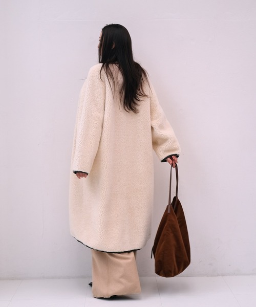 AKTE（アクテ） ノーカラーコート コート ロングボアコート レディース