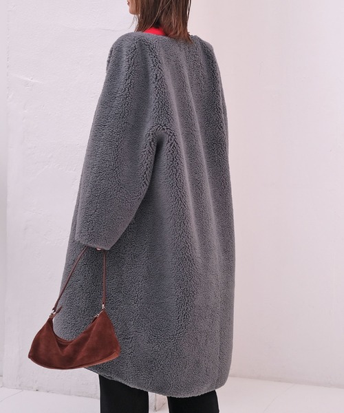 AKTE（アクテ） ノーカラーコート コート ロングボアコート レディース