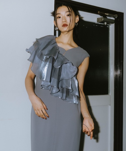 送料無料 お glossy ドレス ANDRESD multi グロッシーマルチ dress ruffle スーツ・フォーマル・ドレス