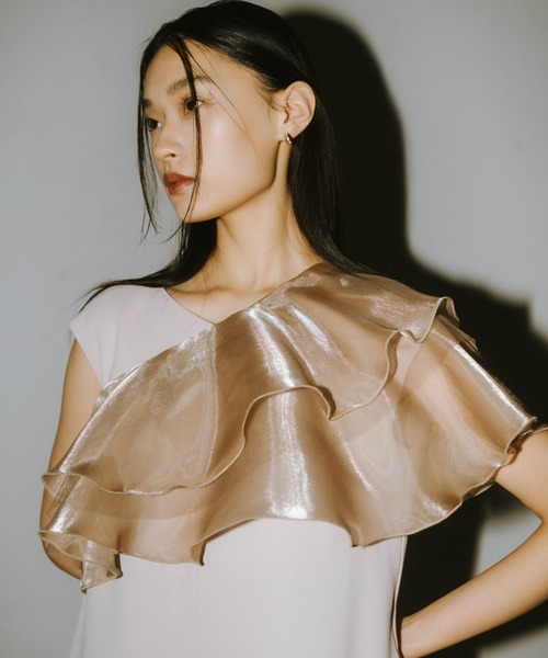 ANDRESD ドレス glossy multi ruffle dress グロッシーマルチ
