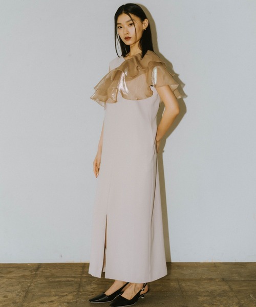 R*い様 misha&puff ラッフルドレス　Ruffle Sleeve Dr ANDRESD ドレス グロッシーマルチラッフルドレス / glossy multi