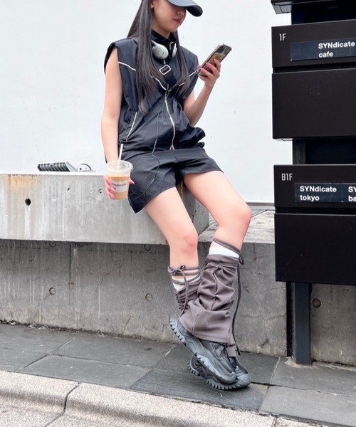 セットアップ ノースリーブナイロンジャケットセットアップ