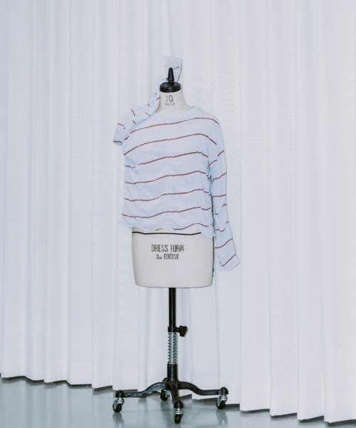 MEYAME◆リブプルオーバー /長袖Tシャツ/FREE/コットン/WHT/無地/MEY-1269// MEYAME(メヤメ) / Oblong Neck Rib Po/リブプルオーバー/長袖T