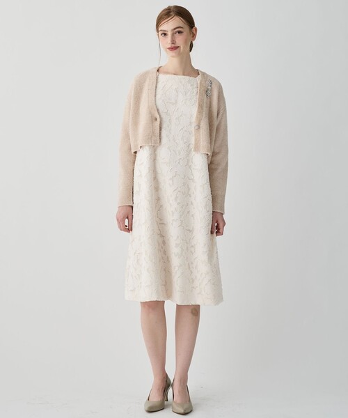 ジャカードコンビ ドレス ブルーレーベル フリンジジャカードコンビドレス