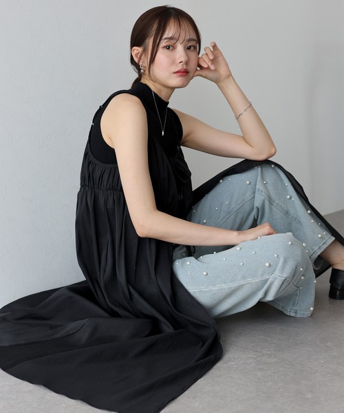 日本未入荷 CHUU★フレインボーレース シアーキャミワンピース glitter × flower pretty lace dress/シアーインナー付レース