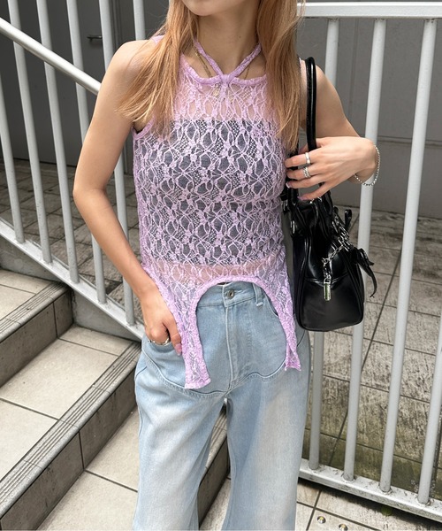 sedacle girl タンクトップ ノースリーブ ガーターデザイン