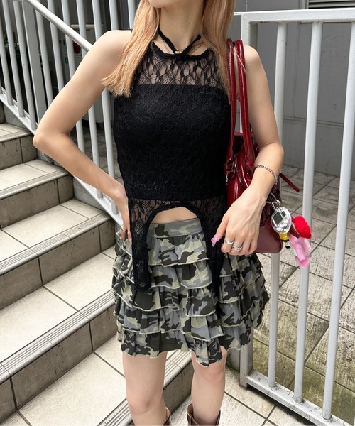 sedacle girl タンクトップ ノースリーブ ガーターデザイン