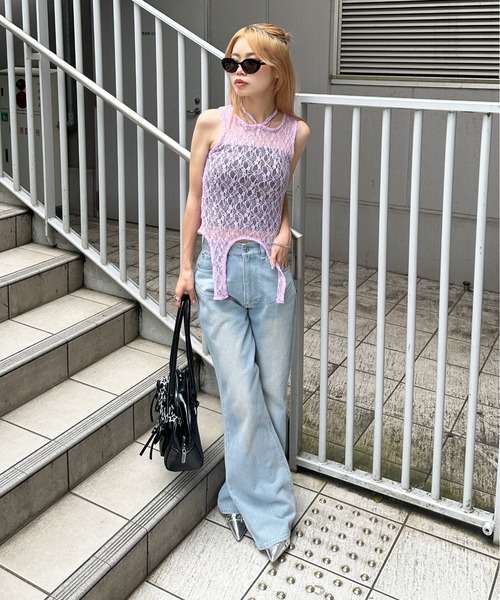 sedacle girl タンクトップ ノースリーブ ガーターデザイン