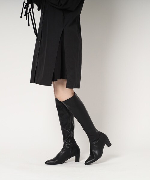 極美品]エスペランサ ブラック ポインテッドトゥロングブーツLL 24.5〜25 ESPERANZA（エスペランサ） ロング ブーツ 定番ストレッチロングブーツ