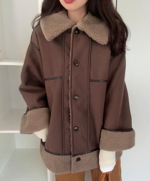 LAUIR（ラウアー） ムートンコート ボアコート リバーシブルボア