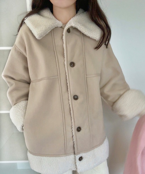 LAUIR（ラウアー） ムートンコート ボアコート リバーシブルボア