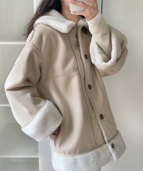 LAUIR（ラウアー） ムートンコート ボアコート リバーシブルボア