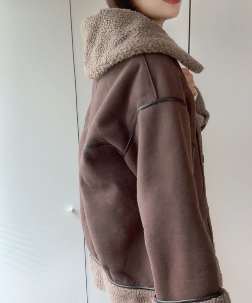 LAUIR（ラウアー） ムートンコート ボアコート リバーシブルボア