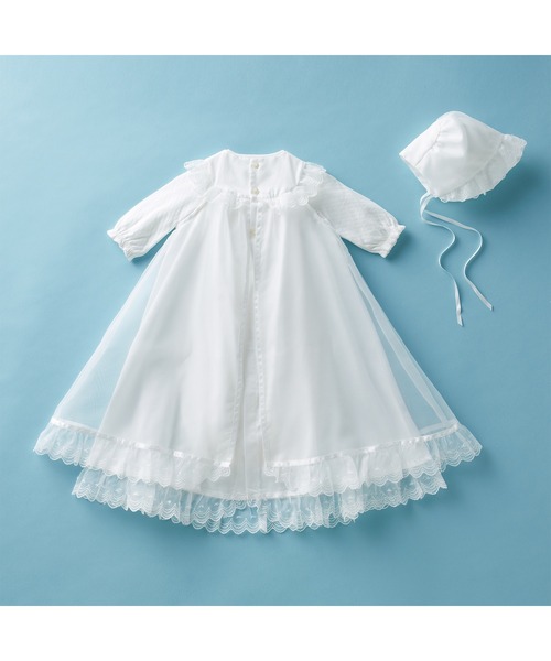 美品　ミキハウス　MIKIHOUSE ベビードレス　ロンパース MIKI HOUSE（ミキハウス） ベビー服 ロンパース セレモニードレス3点