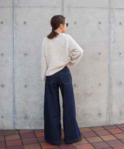 tシャツ washed wide flare denim pants /ウォッシュ加工 ハイウエスト ワイド フレア デニム パンツ レディース ワイドデニム レディース フレアパンツ ウォッシュ加工ジーンズ