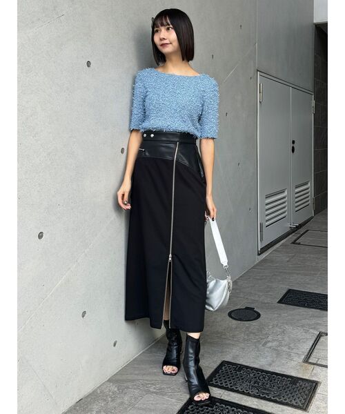 archivio スリット入り黒スカート archivio スリット入り黒スカート アルチビオ ARCHIVIO バイカラー