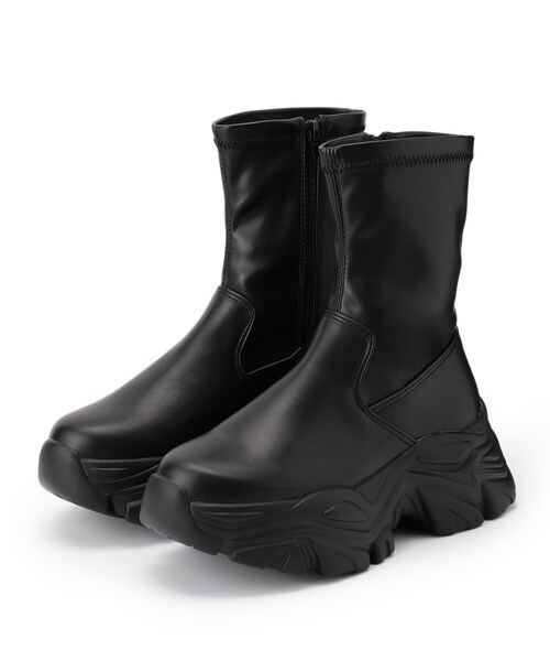 ブーツその他 Tess Black Canvas SQUARE TOE SIDE GORE BOOTS | T.A.S JAPAN OFFIC