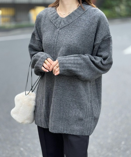 Taylor Made グレー Vネックセーター M Taylor Cashmere Choker V Neck Sweater Storm – blueandcream