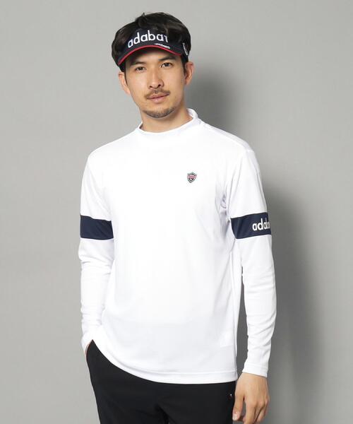 tシャツ 「新レーベル ADABAT NAVY」UVカット/吸水速乾 アームラインモックネックプルオーバー メンズ