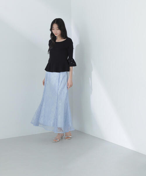 N.Natural beauty basic - パールカフスペプラムニット パールカフスペプラムニット | NATURAL BEAUTY BASIC