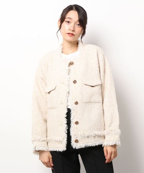 「Jasmine Grandiflorum」 ツイードジャケット MEDIUM グレー レディース_画像6