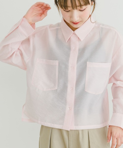 ITEMS URBANRESEARCH ブラウス シャツ クロップドシアーシャツ