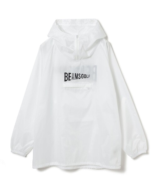 BEAMS GOLF メンズ パーカー Lサイズ ホワイト/ブルー BEAMS GOLF レインコート カッパ 「UNISEX」BEAMS / 撥水