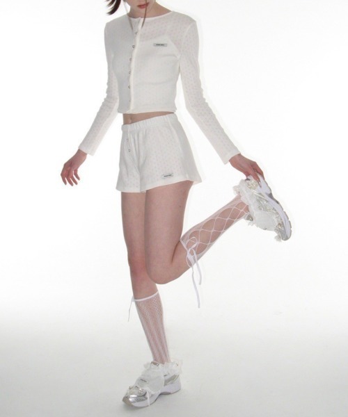 ★CRANK★HEART BUTTON EYELET SHORTS_WHITE★正規品/直送料込 CRANK（JACKALL） パンツ 「CRANK」HEART BUTTON EYELET SHORTS