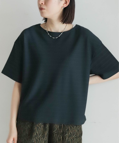 tシャツ メッシュナイロンボーダー　ボートネックP/O レディース