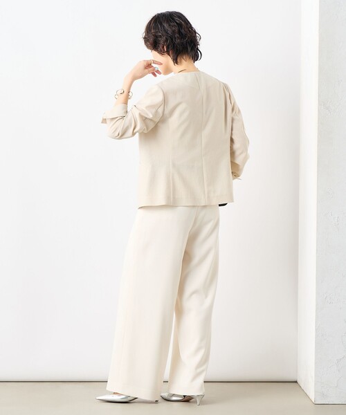 UNTITLED ウォッシャブル ノーカラージャケット Vネック L アイボリー UNTITLED ウォッシャブル ノーカラージャケット Vネック L
