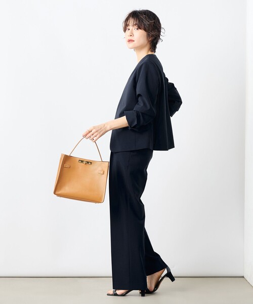 【新品】ノーリーズ ウォッシャブル ノーカラージャケット Ｖネック シンプル 紺 NOLLEY'S ジャケット ノーカラージャケット 「セットアップ対応