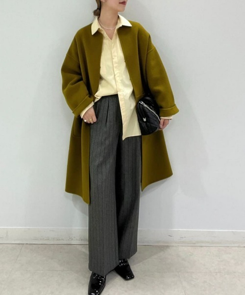 「RIVE DROITE」 ノーカラーコート FREE ライトベージュ レディース_画像9