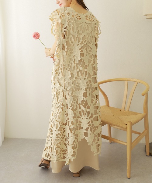 ワンピース flower cutwork layered dress /フラワー カットワーク
