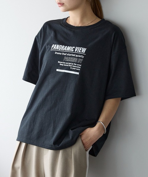 E.YAZ グラフィックプリント Tシャツ 黒 Fizz（フィズ） tシャツ 全4柄 ゆったりラバープリントTシャツ