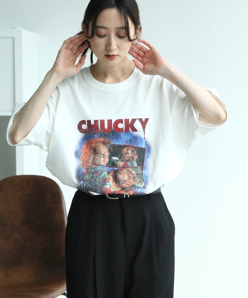 Lサイズ チャッキーTシャツ⭐️大人気商品⭐️新品未使用⭐️個性的 キャラクターT 新品】Tシャツ 黒 M~Lサイズ チャッキーCHUCKY チャイルドプレイ