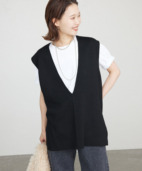 IENA LA BOUCLE ベスト ジレ ジオメトリックタックショート