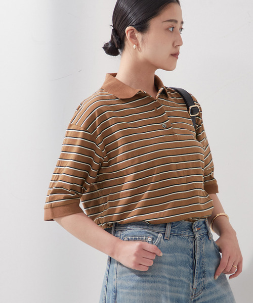 tシャツ マルチボーダーポロシャツ レディース
