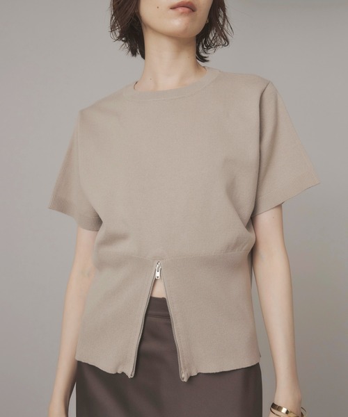 MINERTE ニット セーター 「MINERTE」half zip hem knit / 裾ハーフ
