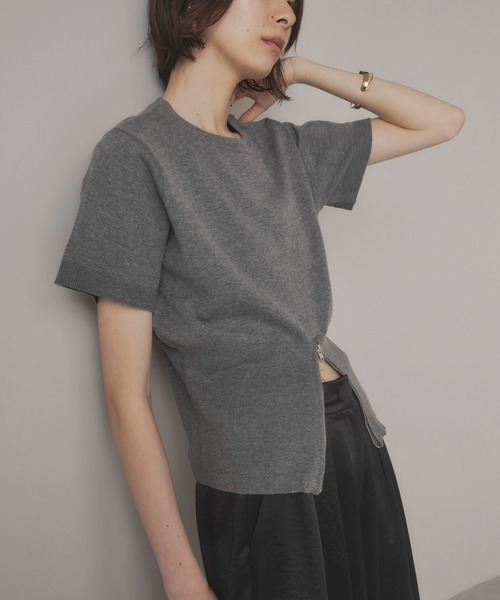 MINERTE ニット セーター 「MINERTE」half zip hem knit / 裾