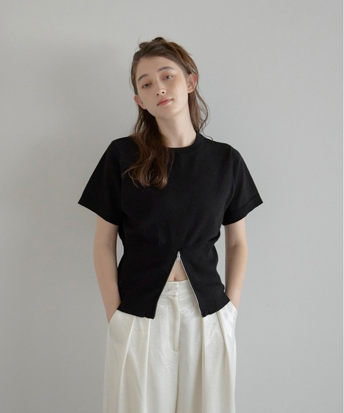 MINERTE ニット セーター 「MINERTE」half zip hem knit / 裾ハーフ