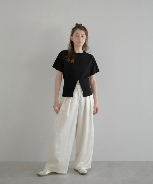 MINERTE ニット セーター 「MINERTE」half zip hem knit / 裾