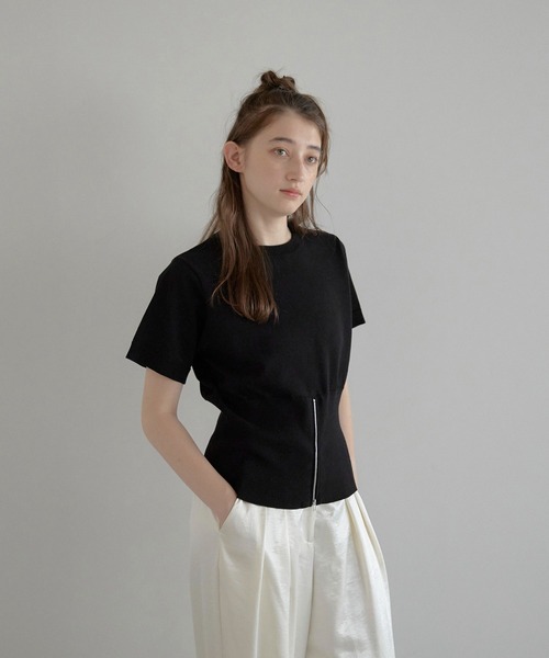 みん出品ブラック ロゴ入り ニット 半袖 CLEL（クレイル） 半袖ニット X-SMALL ブラック メンズ : ZOZOTOWN