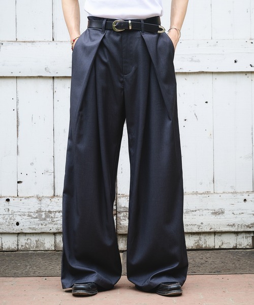 Adoon plain スラックス CROSS TUCK WIDE SLACKS PANTS / クロスタック