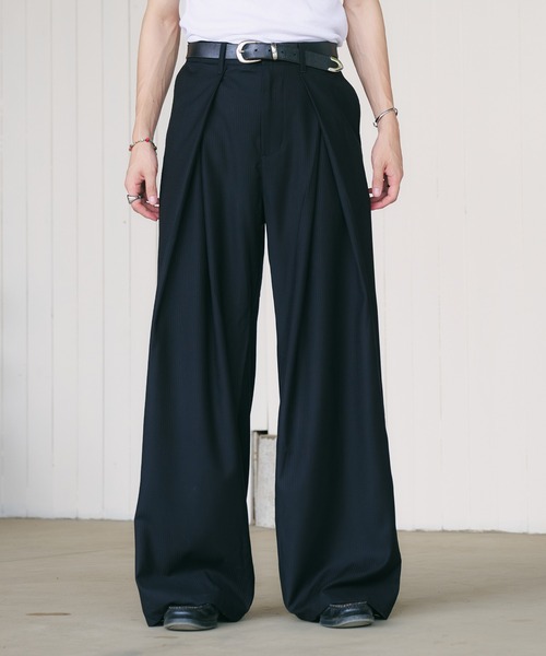Adoon plain スラックス CROSS TUCK WIDE SLACKS PANTS / クロスタック
