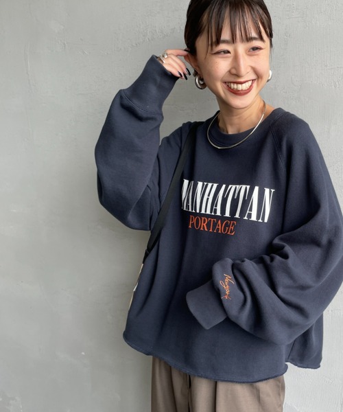 トレーナー スウェット 「WEB先行予約」「MANHATTAN PORTAGE/マンハッタンポーテージ」 別注 ロゴプリント カットオフスウェット レ Manhattan Portage トレーナー スウェット 「WEB先行予約