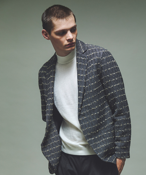 ハリスツイード エディフィス メンズテーラードジャケット 48 千鳥格子