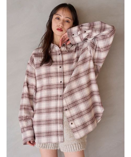 SNIDEL ネルシャツ SNIDEL ブラウス シャツ オーバーサイズネルシャツ レディース